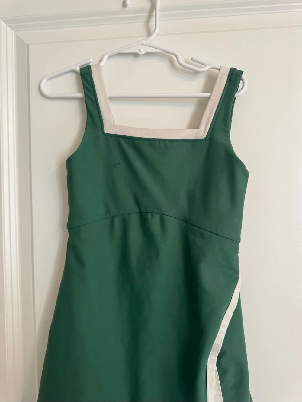Old Navy Dark Green Dress with Cream Trim